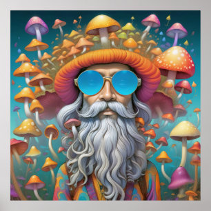 Poster Guru Psychedelic Trippy Hippie Mushroom