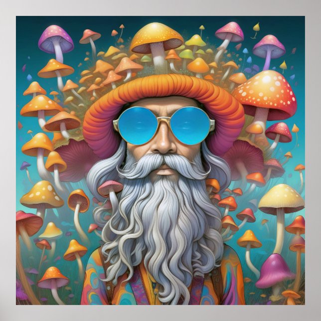 Poster Guru Psychedelic Trippy Hippie Mushroom (Frente)