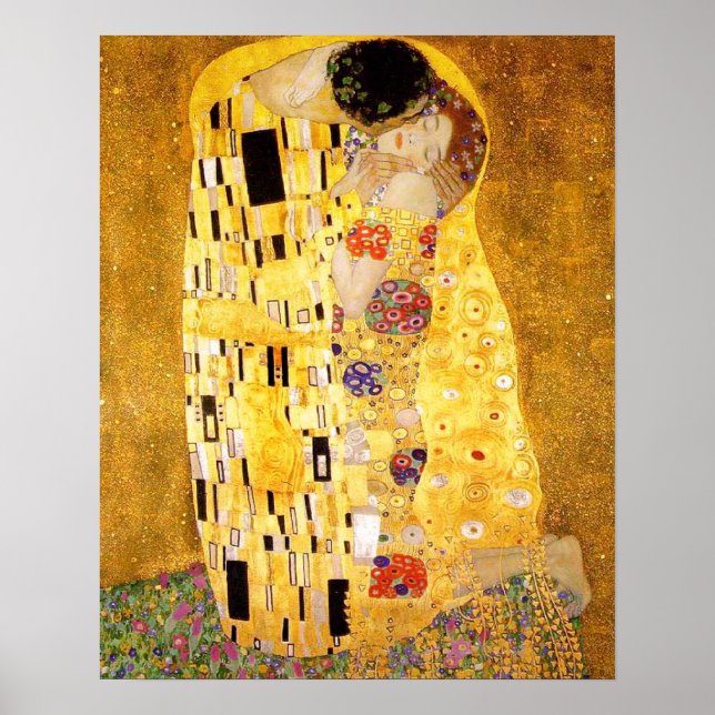 Poster Gustav Klimt A Pintura Clássica Beija (Frente)