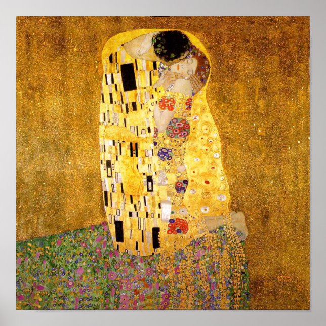 Pôster Gustav Klimt A Pintura Clássica Beija (Frente)