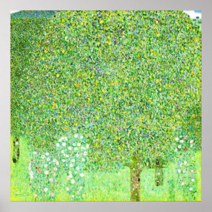 Poster Gustav Klimt, arbustos rosa debaixo das árvores