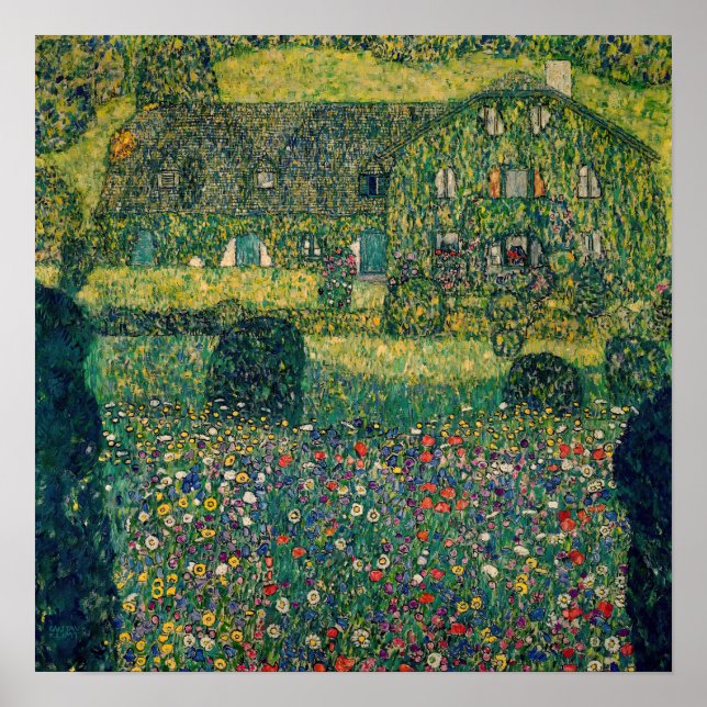 Poster Gustav Klimt - Casa do País pelo Attersee (Frente)