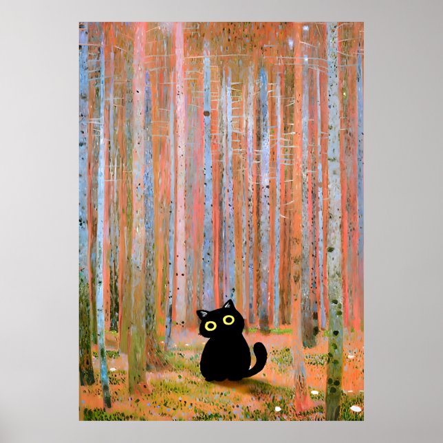 Poster Gustav Klimt Cat Pine Forest (Frente)