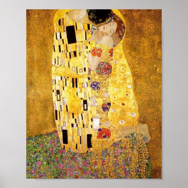 Poster Gustav Klimt, de alta resolução do Beijo (Frente)
