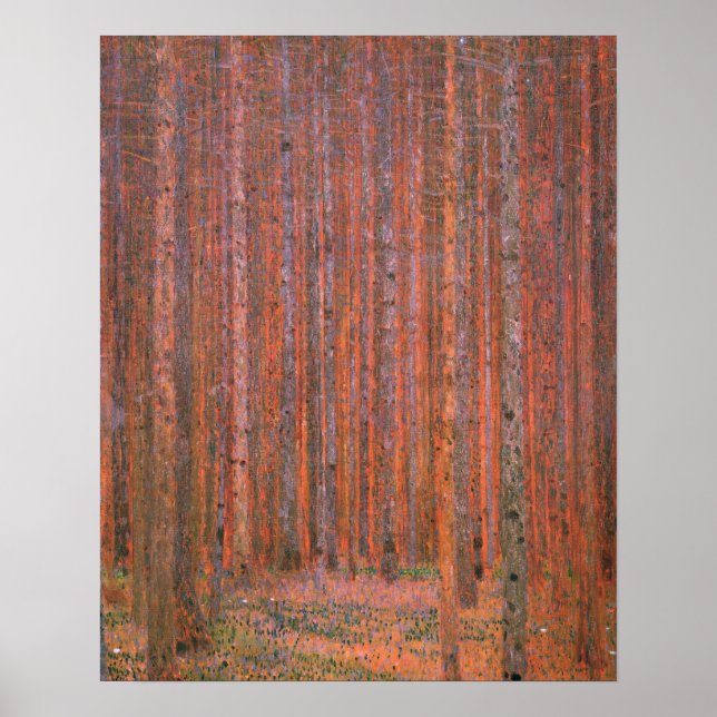 Pôster Gustav Klimt Fir Forest Tannenwald árvores vermelh (Frente)