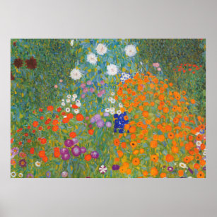 Poster Gustav Klimt Flower Garden Cottage Nature