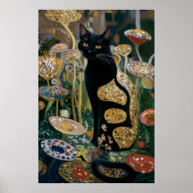 Gustav Klimt Gato Preto em um Jardim de Flores, Ar