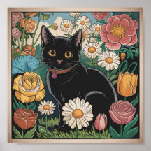 Gustav Klimt Gato Preto em um Jardim de Flores, Ar