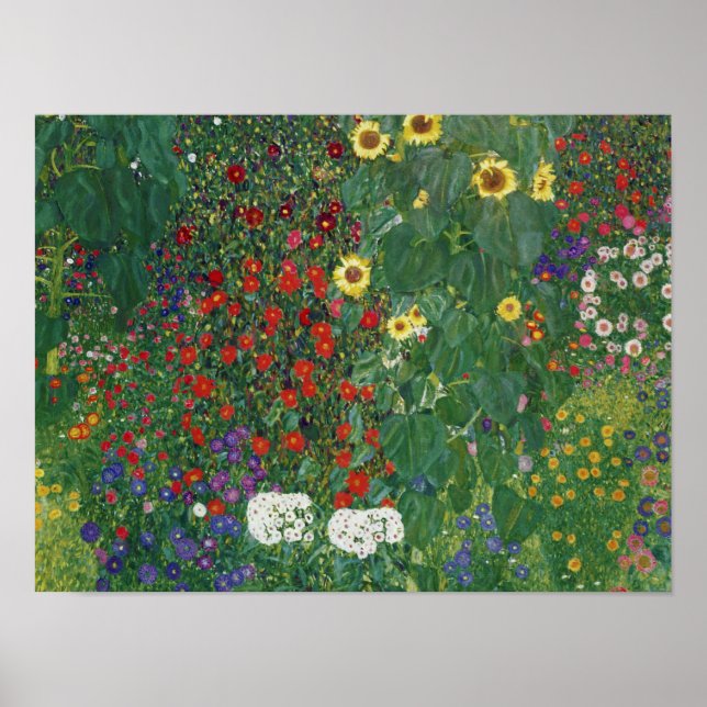 Poster Gustav Klimt - Jardim de Fazenda com Girassóis (Frente)