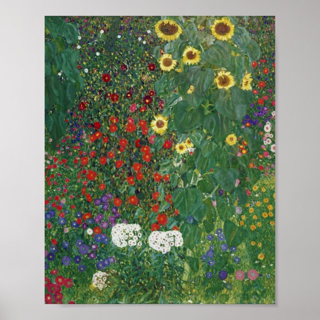Poster Gustav Klimt - Jardim de Fazenda com Girassóis (Frente)