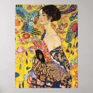 Poster Gustav Klimt Lady com ventilador