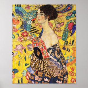 Poster Gustav Klimt Lady com ventilador
