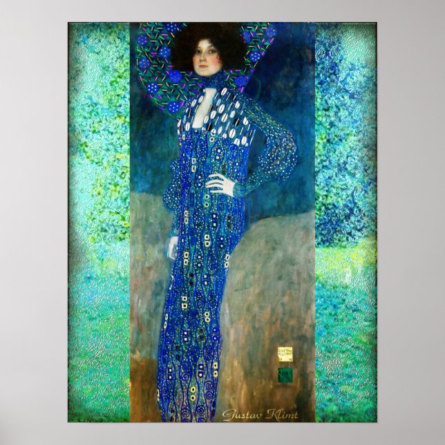 Poster Gustav Klimt Lady em Azul (Frente)