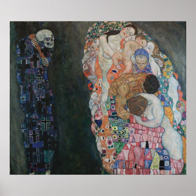 Pôster Gustav Klimt - Morte e Vida, 1910 (Frente)