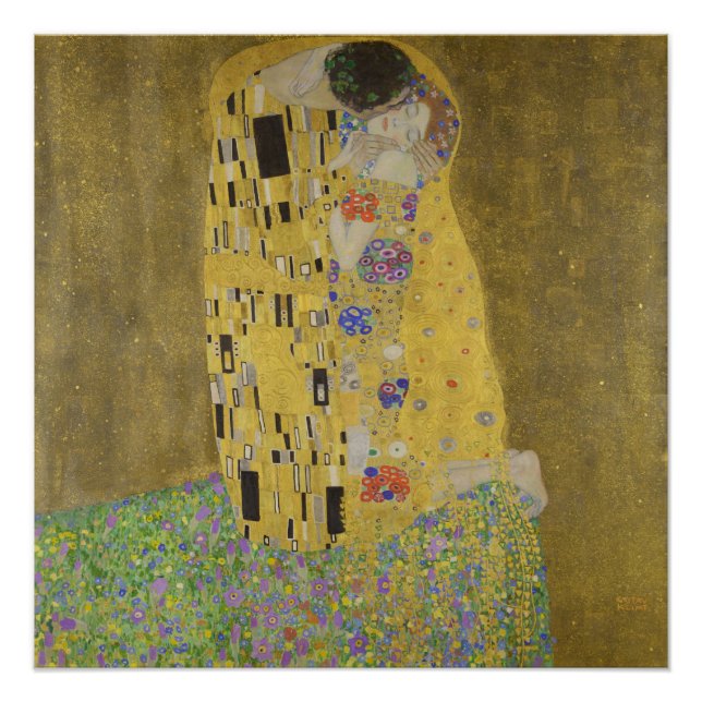 Pôster Gustav Klimt O Beijo (Frente)