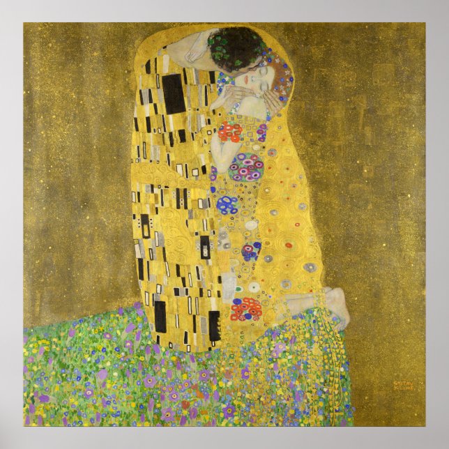 Poster Gustav Klimt O Beijo (Frente)