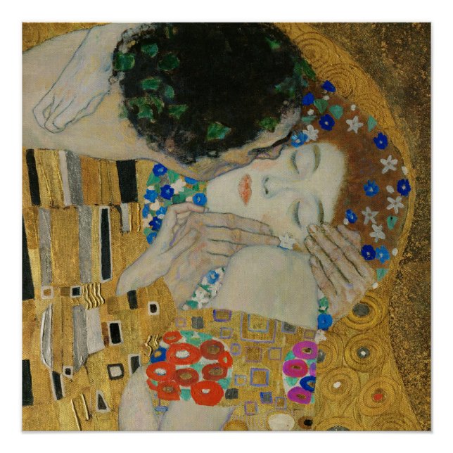 Pôster Gustav Klimt O Beijo (Frente)
