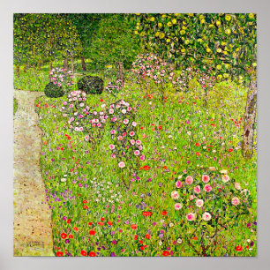 Poster Gustav Klimt Orchard com Rosas
