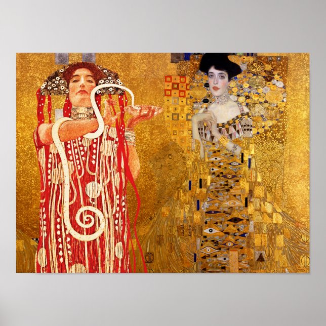 Poster Gustav Klimt, pinturas Collage, Arte Combinada (Frente)