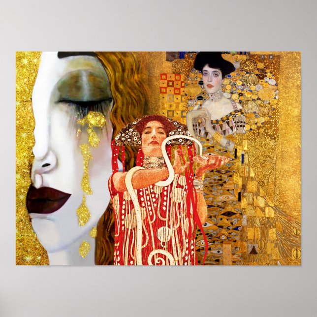 Poster Gustav Klimt, pinturas Collage, Arte Combinada (Frente)