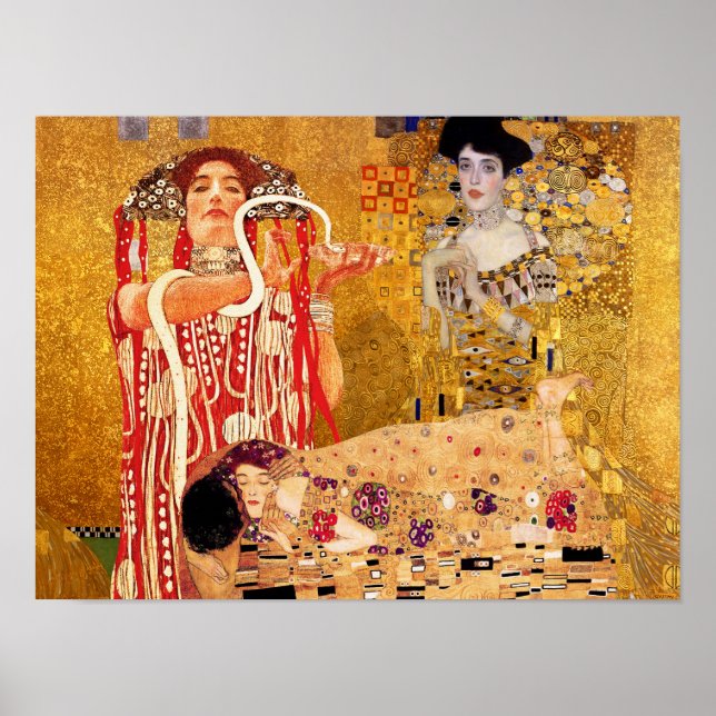 Poster Gustav Klimt, pinturas Collage, Arte Combinada (Frente)