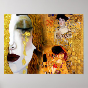 Poster Gustav Klimt, pinturas Collage, Arte Combinada