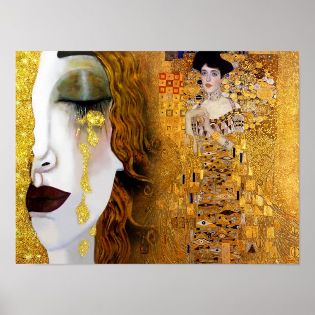 Poster Gustav Klimt, pinturas Collage, Arte Combinada (Frente)