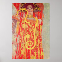 Gustav Klimt Red Woman Dourada pintura Cobra
