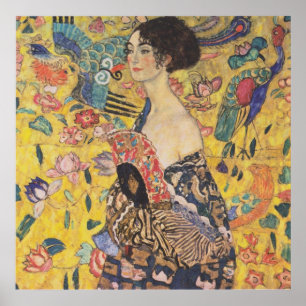Poster Gustav Klimt - Senhora com fã