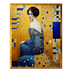 Pôster Gustav Klimt Style Retrato de uma Mulher