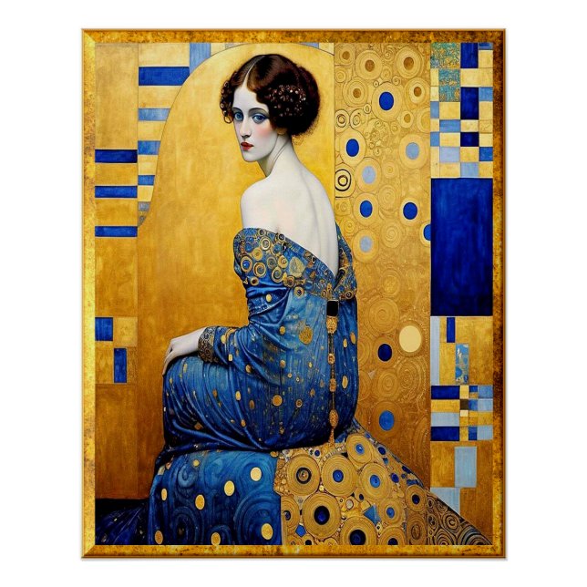 Pôster Gustav Klimt Style Retrato de uma Mulher (Frente)