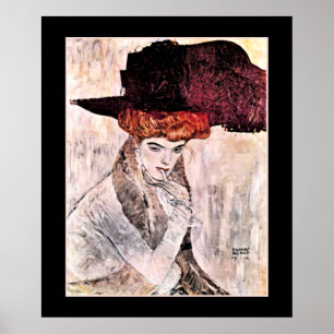 Poster Gustav Klimt trabalho de arte, Der Schwarze Hut
