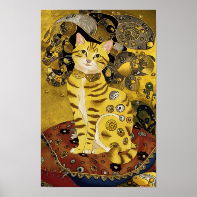 Poster Gustav Klimt, uma colher de gato giro, Gustav klim (Frente)