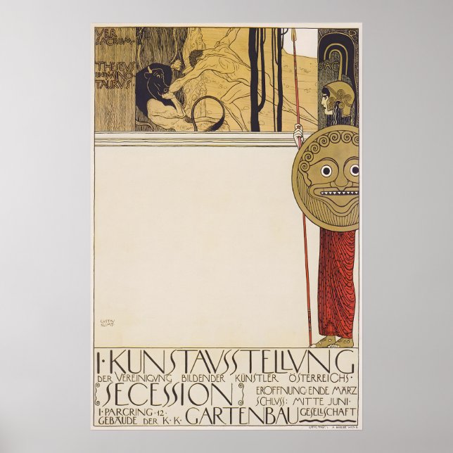 Poster Gustav Klimt Vienna Secession Exhibition Art Print (Frente)