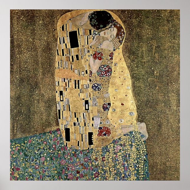 Pôster Gustav Klimt's The Kiss (cerca de 1908) (Frente)