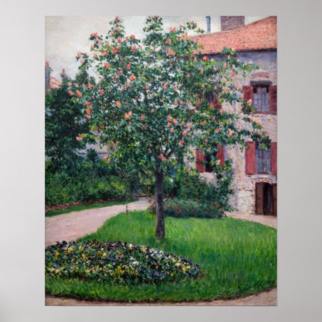 Poster Gustave Caillebotte - Árvores em Flor (Frente)