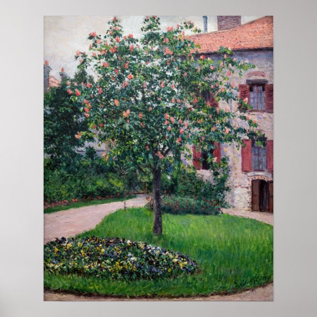 Poster Gustave Caillebotte - Árvores no Flor (Frente)