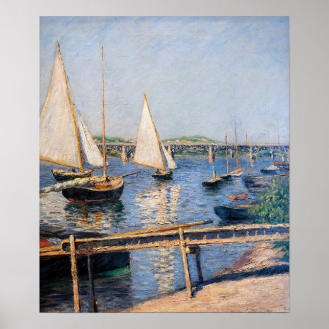 Poster Gustave Caillebotte - Barcos à vela em Argenteuil (Frente)
