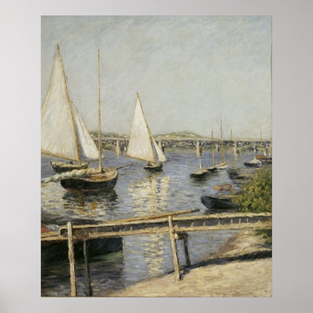 Pôster Gustave Caillebotte - Barcos à vela em Argenteuil (Frente)