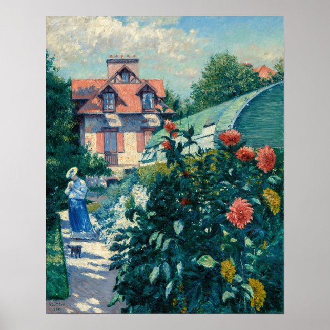 Poster Gustave Caillebotte - Dálias, Jardim (Frente)