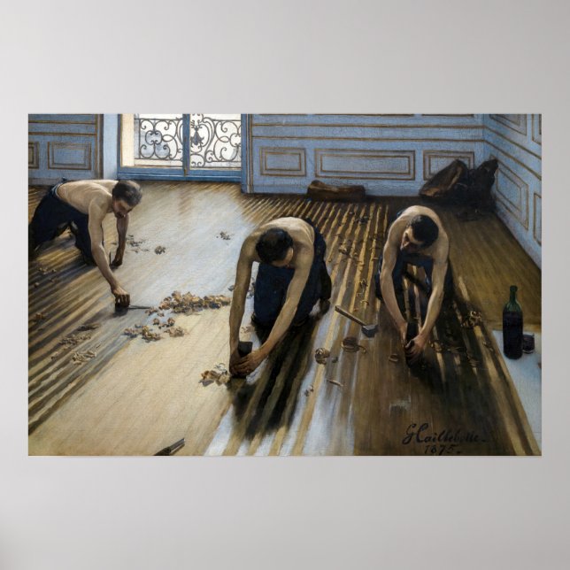 Poster Gustave Caillebotte - Os Rasquetes de Soalho (Frente)