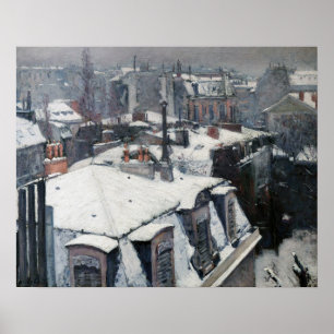 Poster Gustave Caillebotte - Telhados na neve