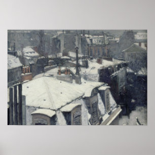 Pôster Gustave Caillebotte - telhados na neve