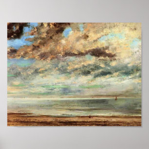Pôster Gustave Courbet- a praia, por do sol