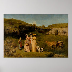 Poster Gustave Courbet - jovens senhoras da vila