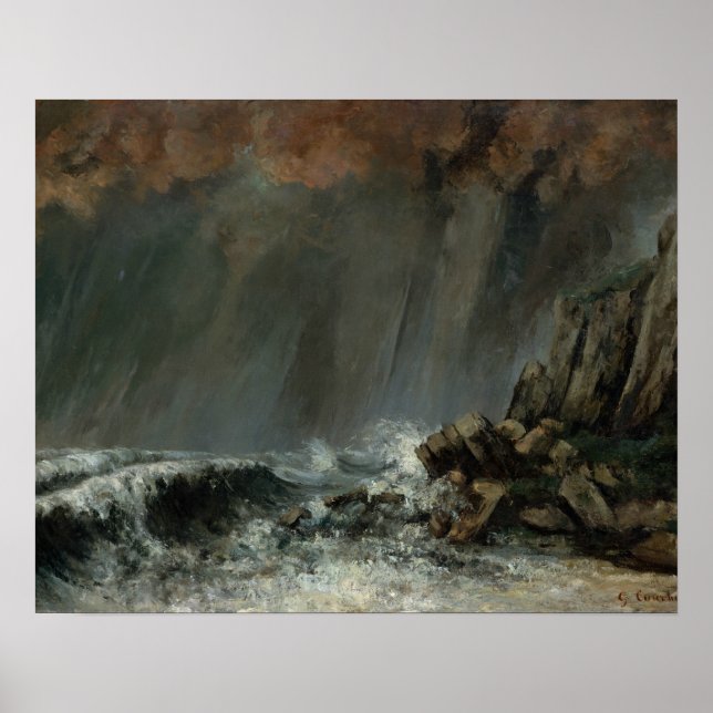 Poster Gustave Courbet - Marine: The Waterspout (Frente)