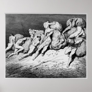 Poster Gustave Dore Engrenando Ilustração Dante Inferno