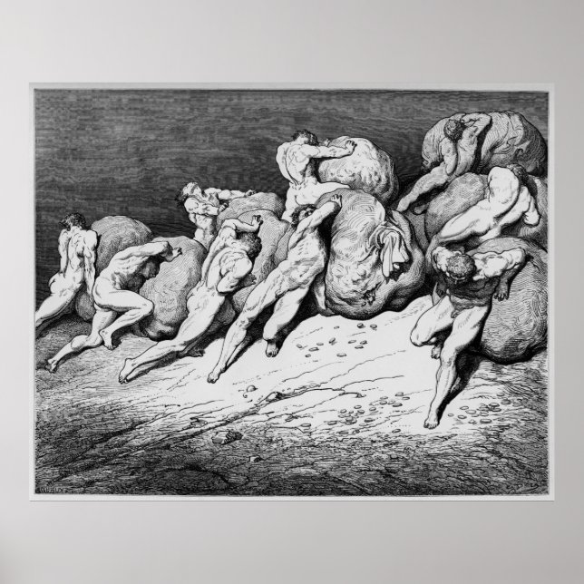 Poster Gustave Dore Engrenando Ilustração Dante Inferno (Frente)