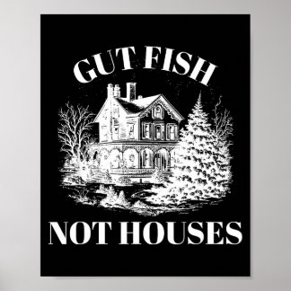 Poster Gut Fish, Not Houses Coastal Conservation Vintage 