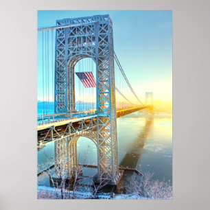 Poster GWB conectando Fort Lee NJ e Manhattan NYPlus